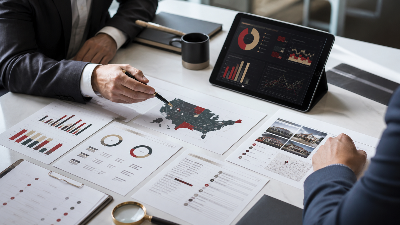 Advisors reviewing U.S. market-entry assessment materials